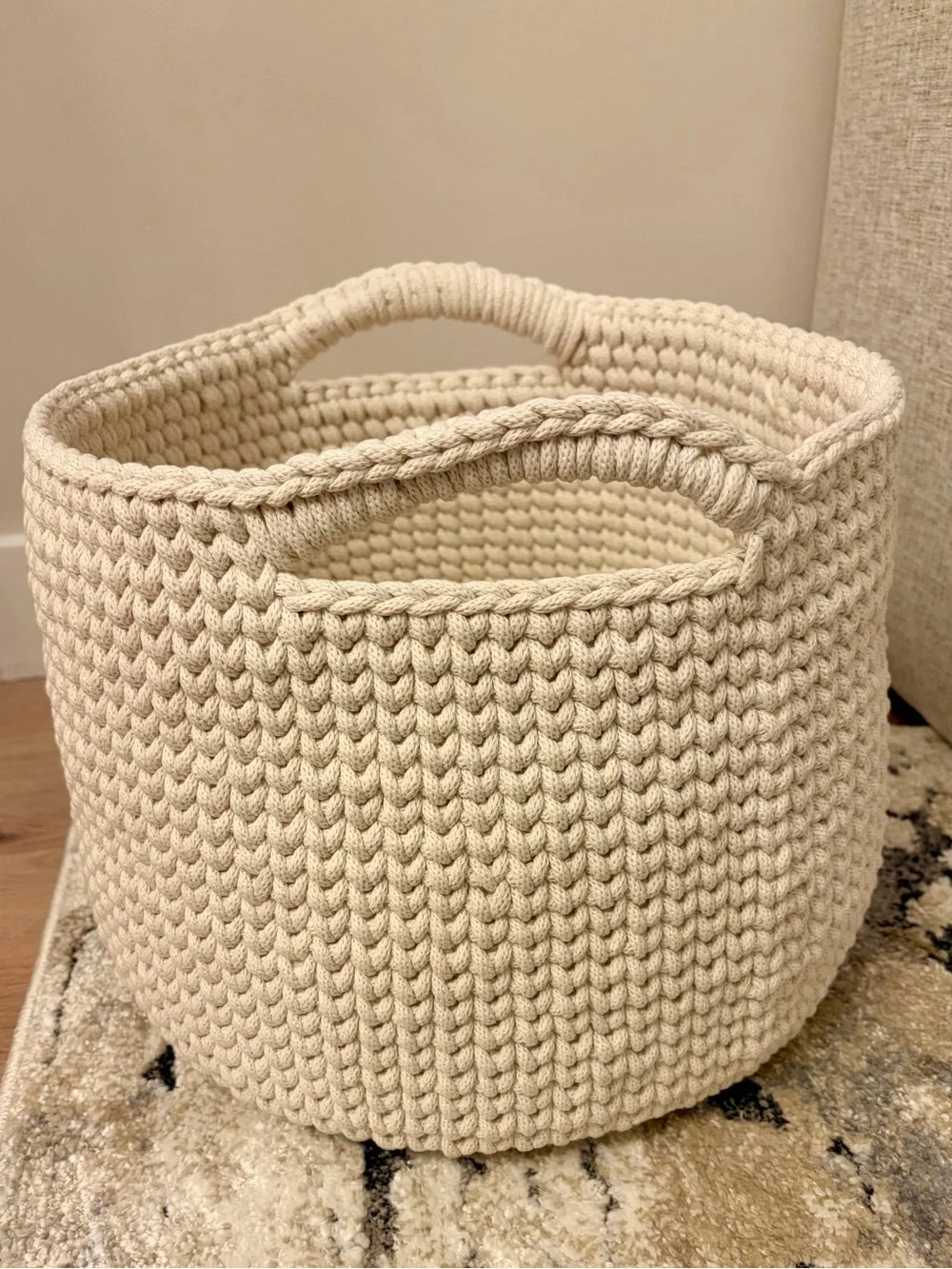 ELARA Handmade Cozy Storage Basket - Cream